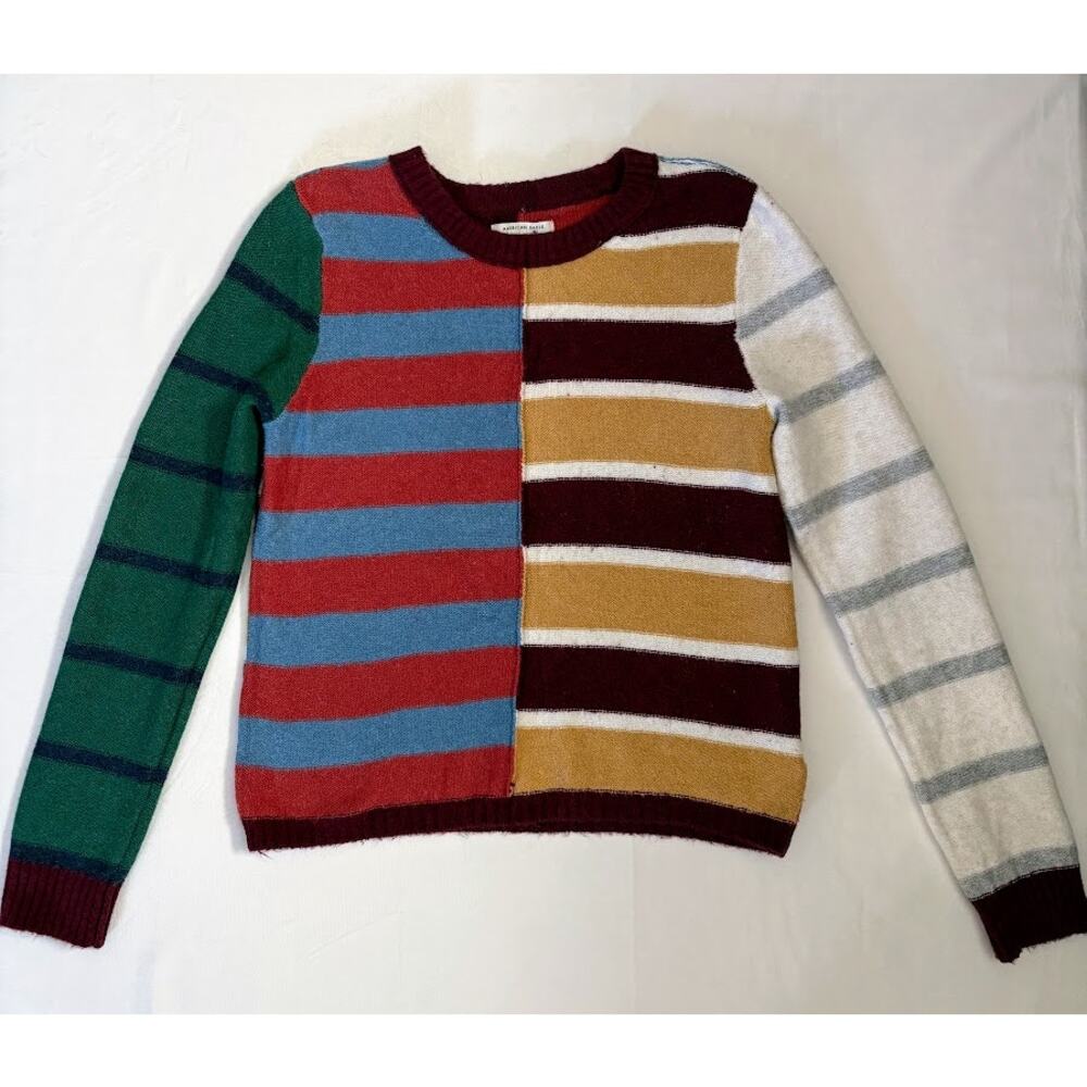 American Eagle Patchwork Striped Sweater, Women M - image 1